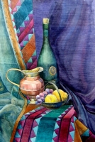 Stilleven 01 met fles, kan en mandje met fruit Stilleven 01 met fles, kan en mandje met fruit