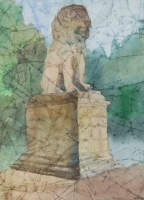 Gekreukeld papier; leeuwenbeeld